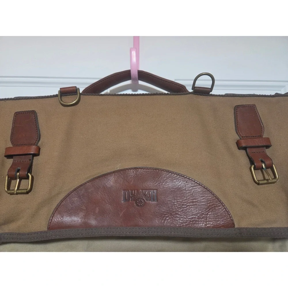 Duluth Trading Canvas Leather One Night Stand Garment Bag Suit Carrier Travel